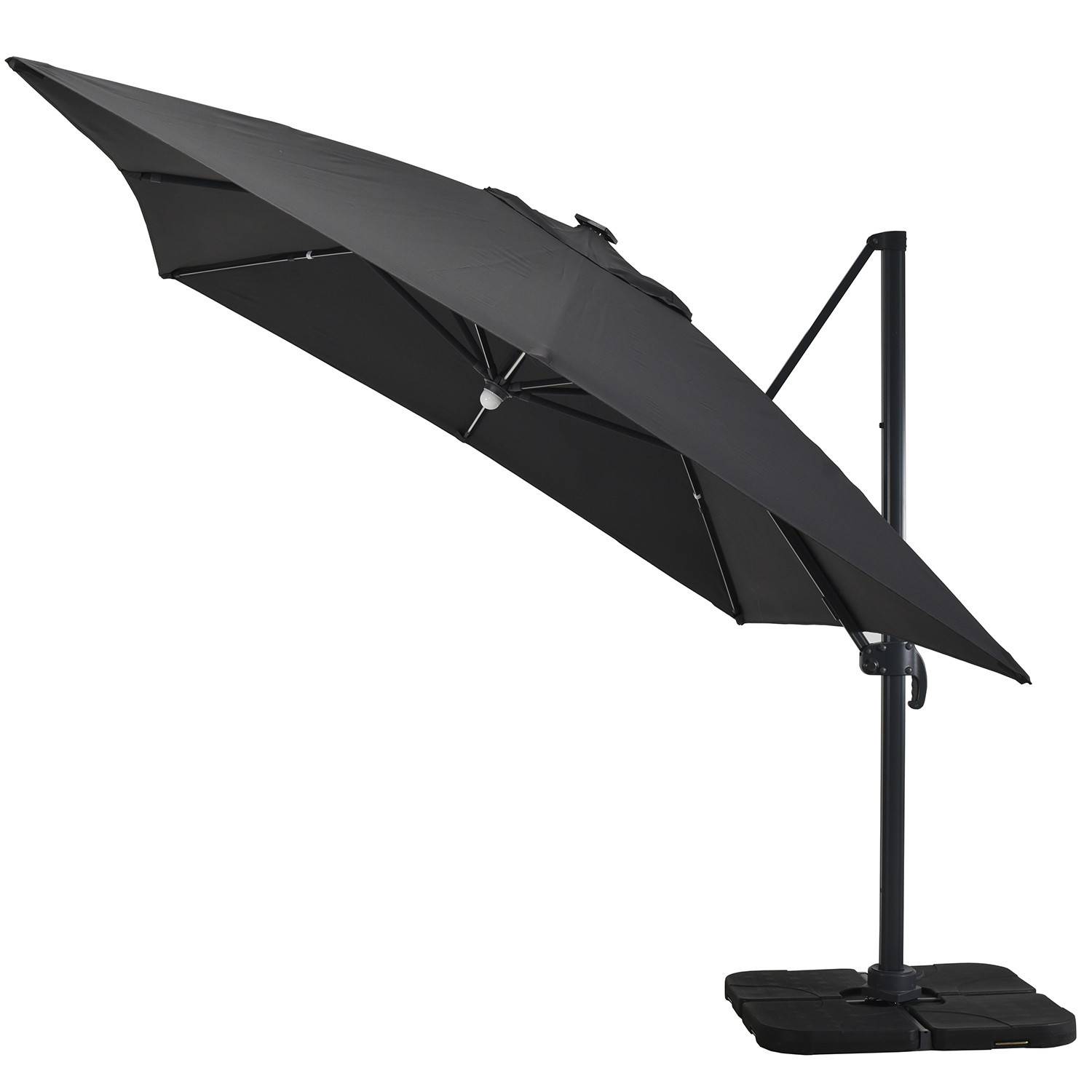 Autre - Parasol déporté LED 3x4m rectangle en aluminium + housse - rotatif 360° - Anthracite - ROME - Image 5