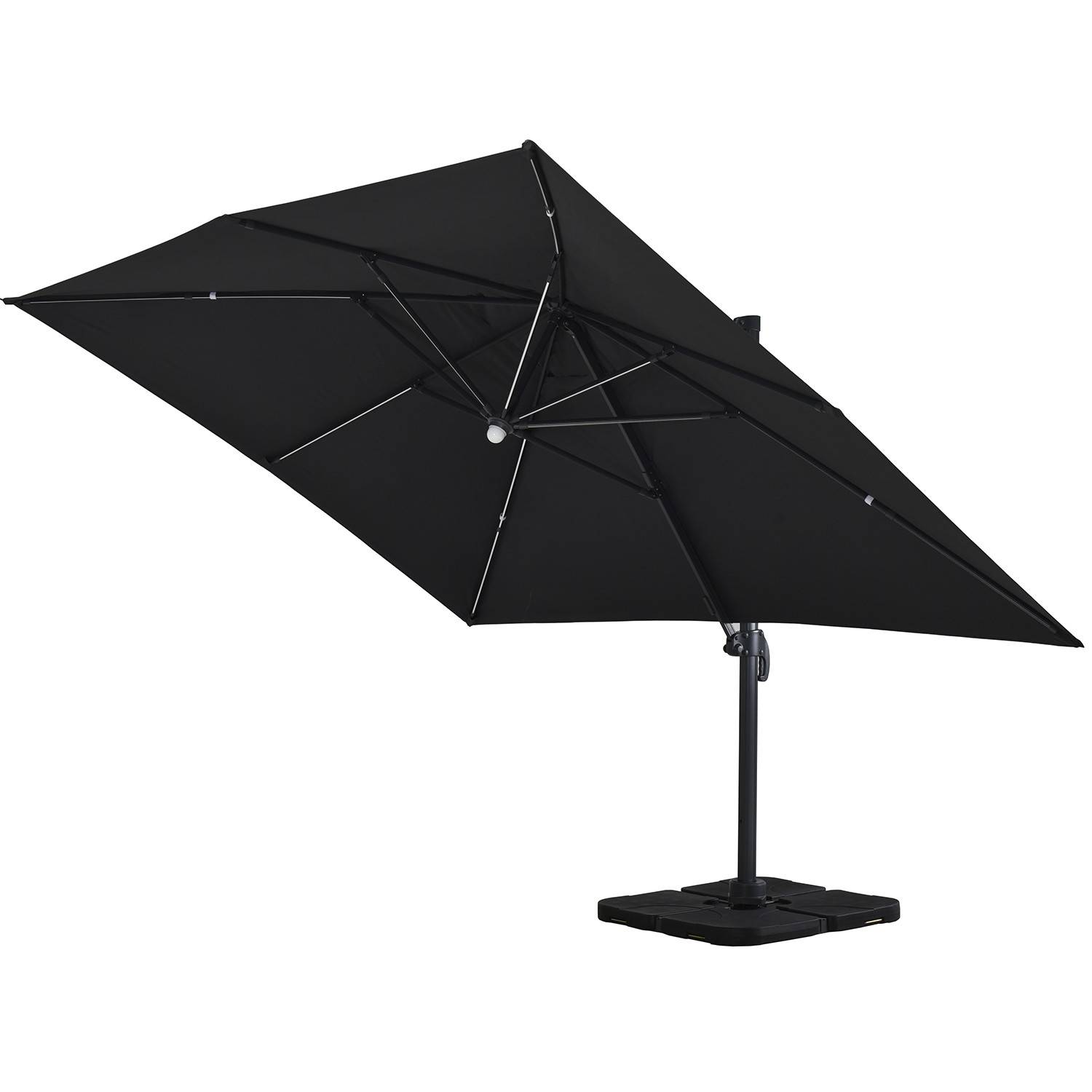 Autre - Parasol déporté LED 3x4m rectangle en aluminium + housse - rotatif 360° - Anthracite - ROME - Image 1