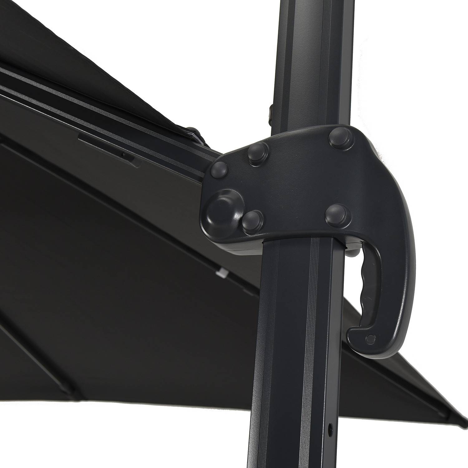 Autre - Parasol déporté LED 3x4m rectangle en aluminium + housse - rotatif 360° - Anthracite - ROME - Image 8