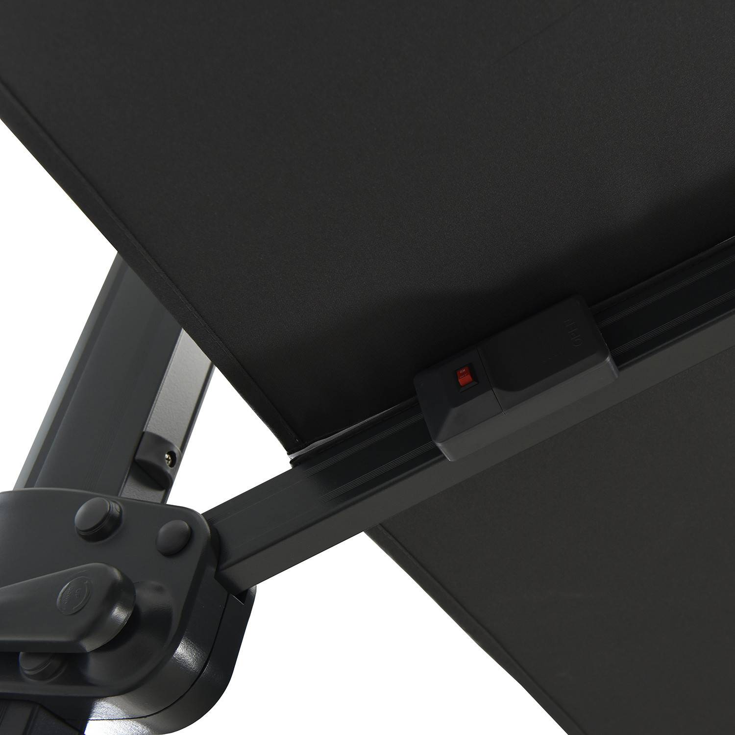 Autre - Parasol déporté LED 3x4m rectangle en aluminium + housse - rotatif 360° - Anthracite - ROME - Image 9
