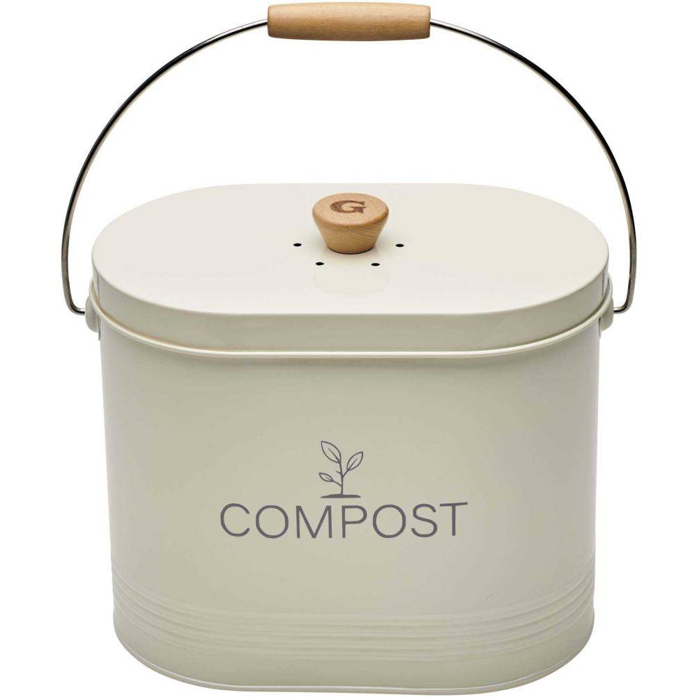 Guillouard - Composteur de cuisine ovale en métal avec filtre Crème - 7 litres - Image 4