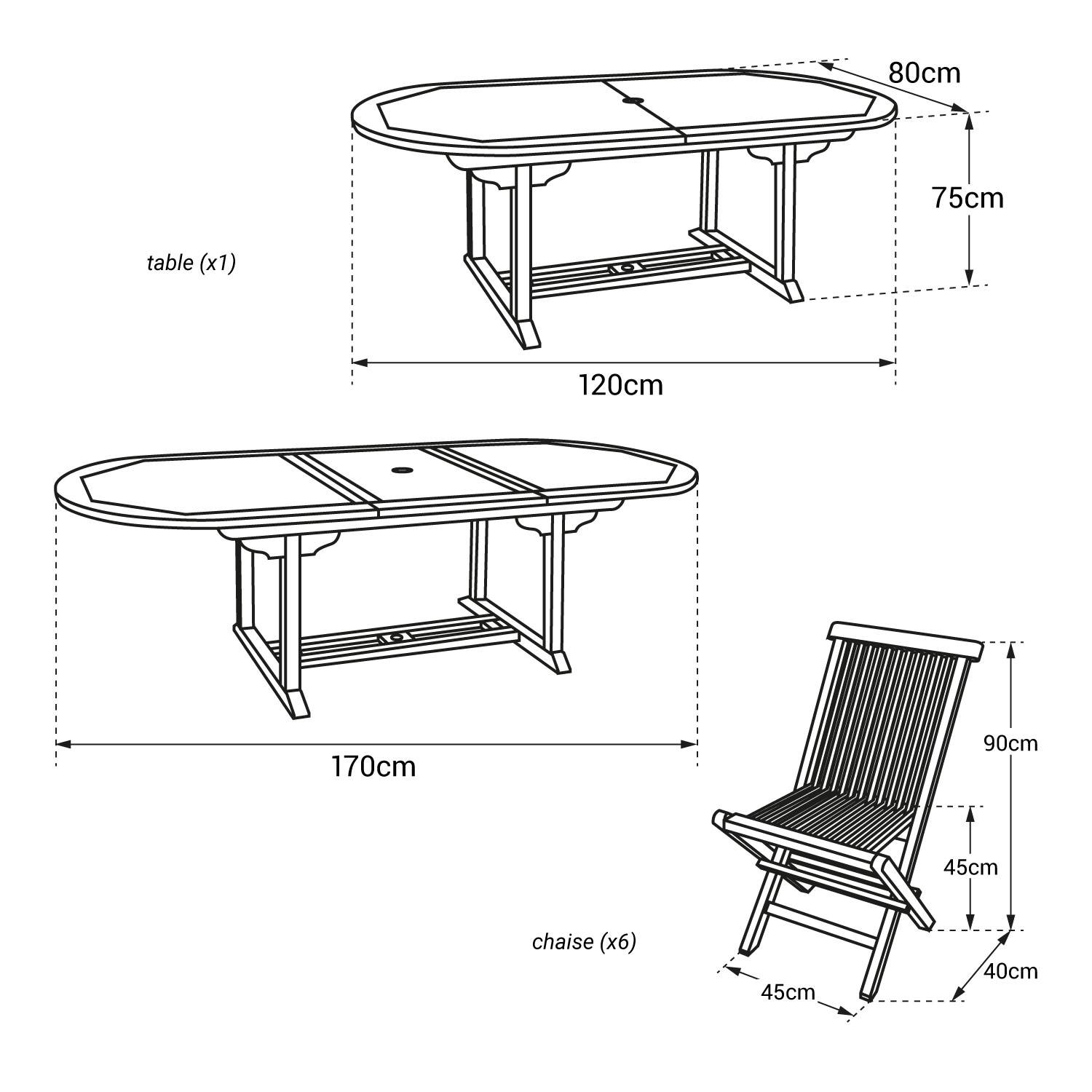 Salon de jardin en teck LOMBOK - table ovale extensible - 6 places - HAPPY GARDEN - Image 4