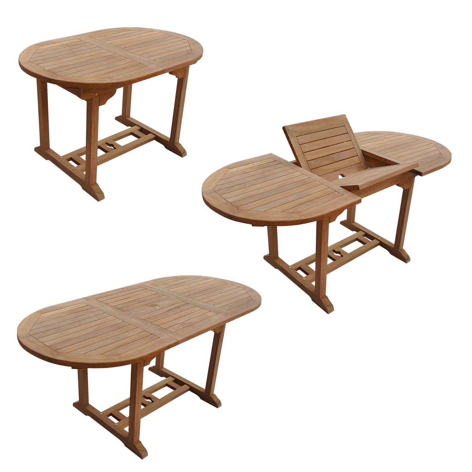 Salon de jardin en teck LOMBOK - table ovale extensible - 6 places - HAPPY GARDEN - Image 2
