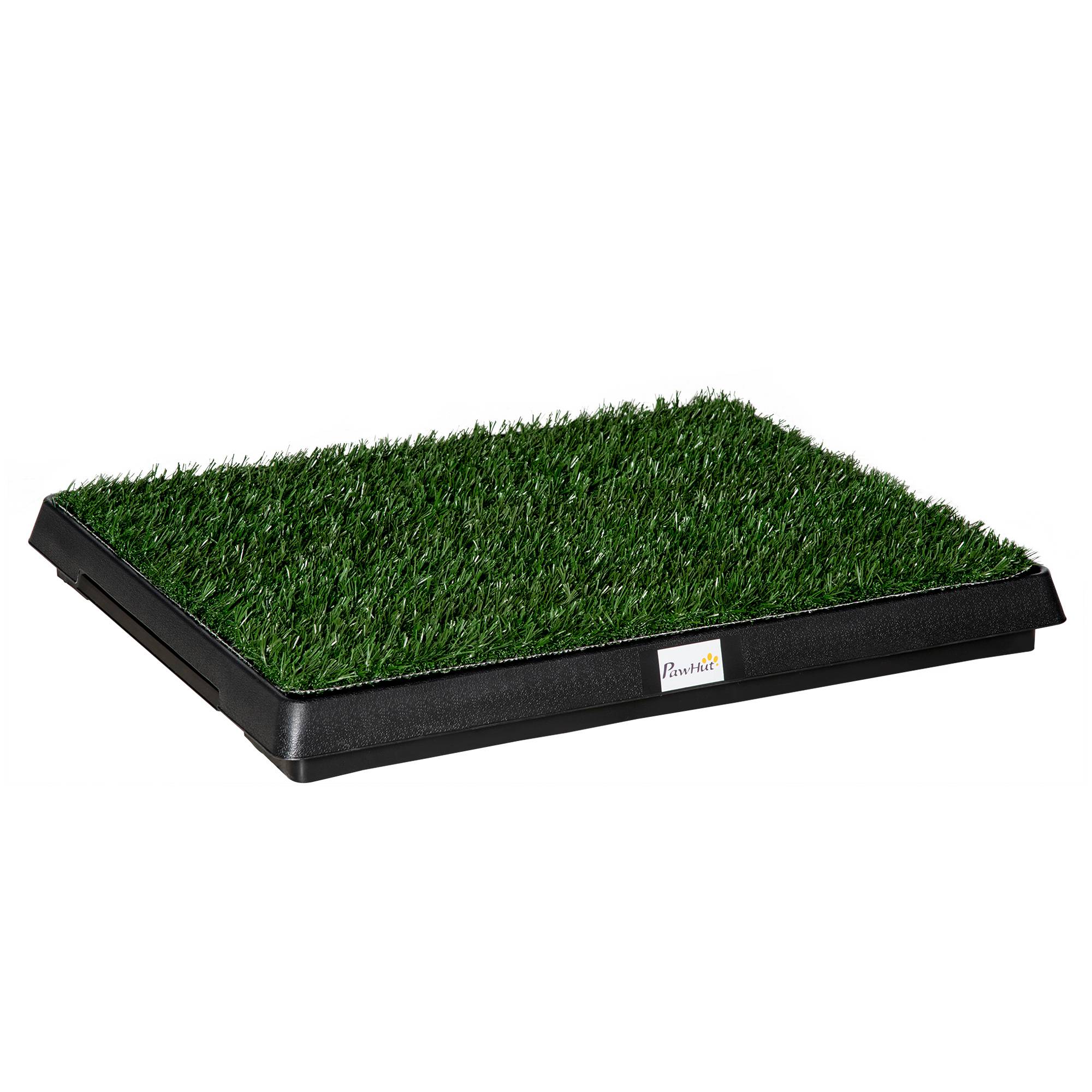Sans Marque - Litière Bacs à litières pour chiens Gazon synthétique Toilettes Chien Portables à pelouse tiroir à déjection 63L x 51l x 6H cm Noir Vert