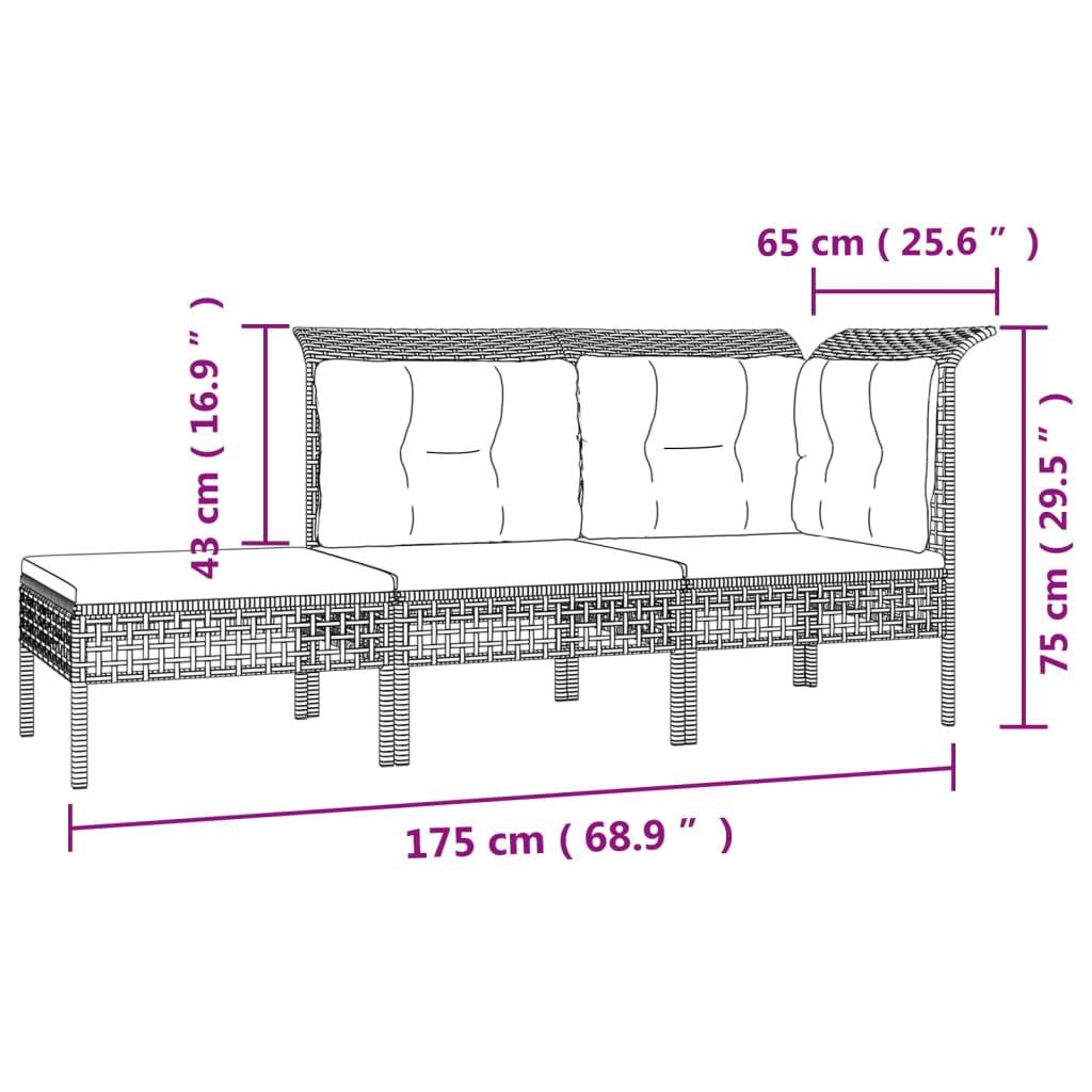 Helloshop26 - Salon de jardin meuble d'extérieur ensemble de mobilier 10 pièces avec coussins gris résine tressée - Image 5