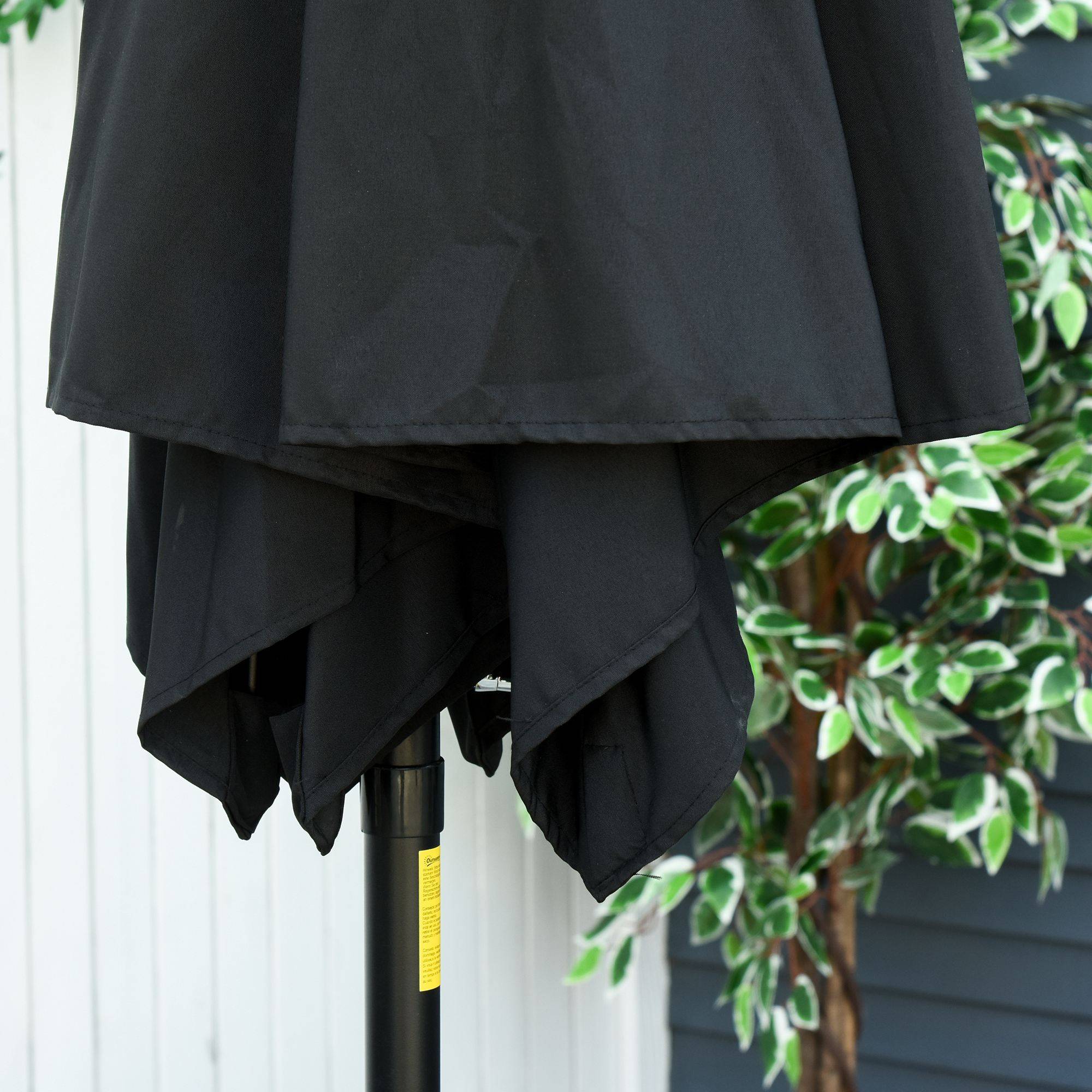 Sans Marque - Parasol droit parasol inclinable de jardin manivelle toile polyester haute densité 180 g/m² Ø2,6 x 2,35 m aluminium noir - Image 9