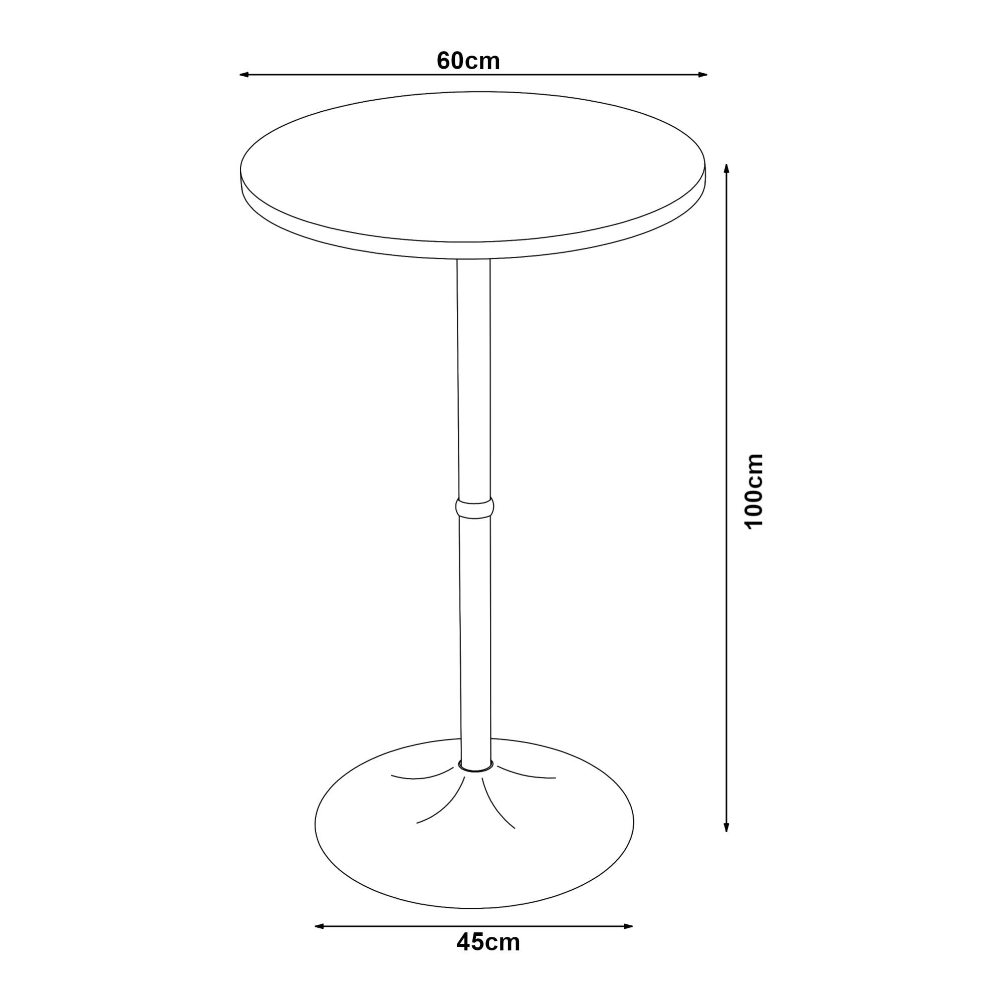 Table haute ronde Vantaa acier MDF 100 x 60 cm noir effet noyer - Image 3