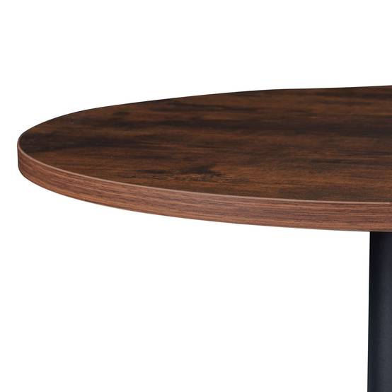Table haute ronde Vantaa acier MDF 100 x 60 cm noir effet noyer - Image 5