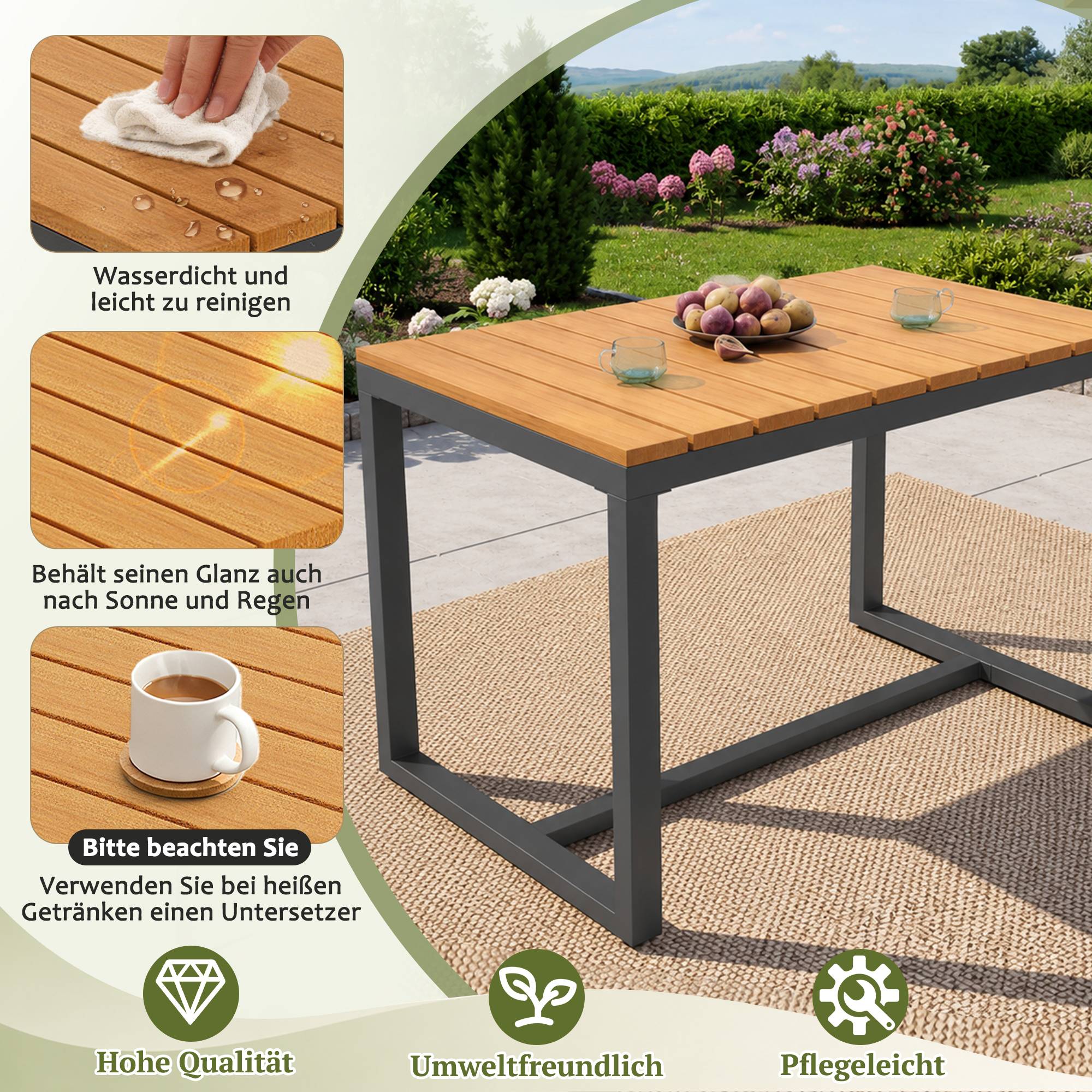 ComfortXL - Salon de jardin d’angle 6 pièces acier bois composite terrasse coussins gris - ComfortXL Outdoor Living - Image 5