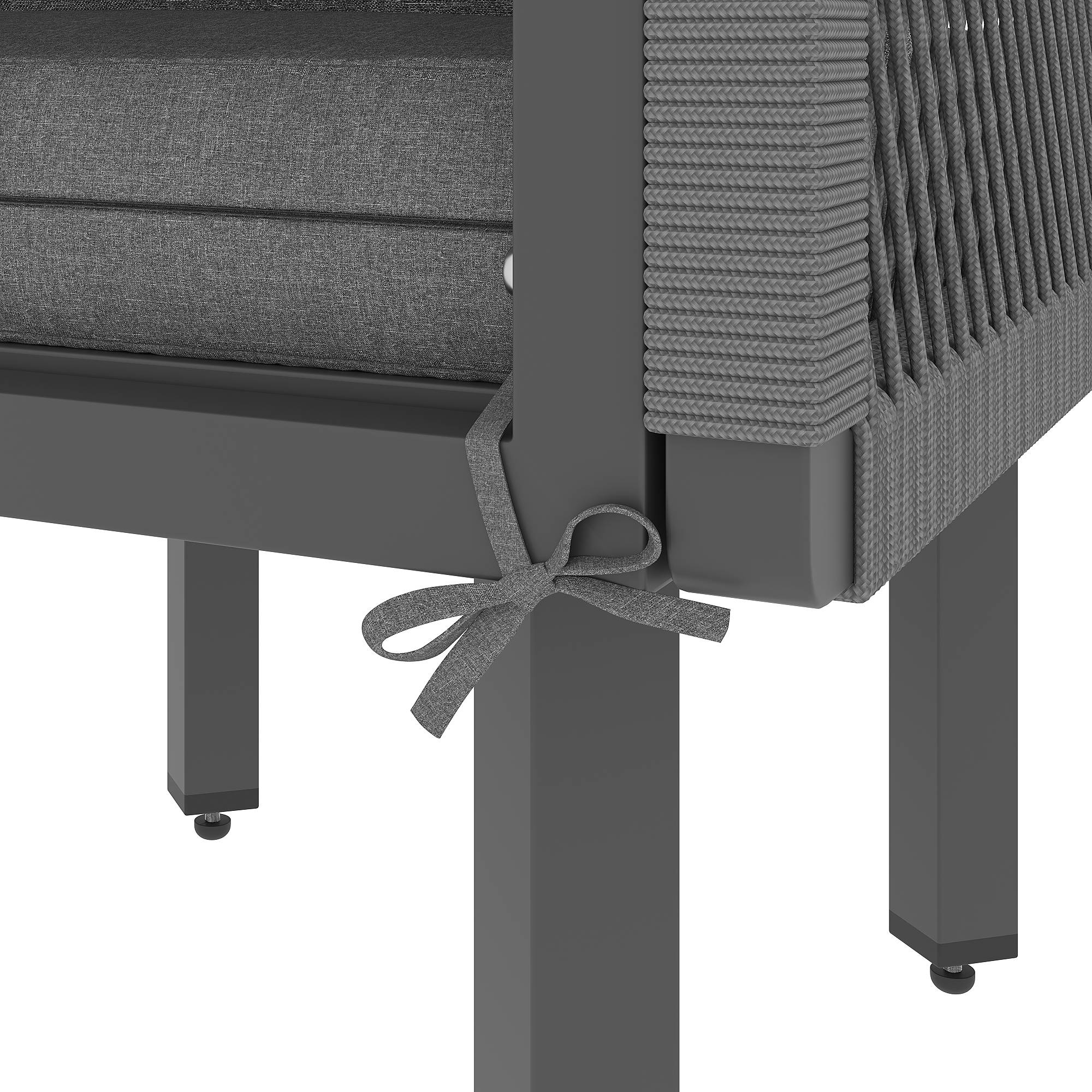 ComfortXL - Salon de jardin d’angle 6 pièces acier bois composite terrasse coussins gris - ComfortXL Outdoor Living - Image 9
