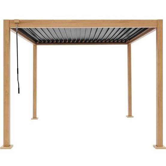 Pergola bioclimatique GAYA - Structure en aluminium et en acier - l300 x P300 x H240 cm - Aspect Bois - Image 1