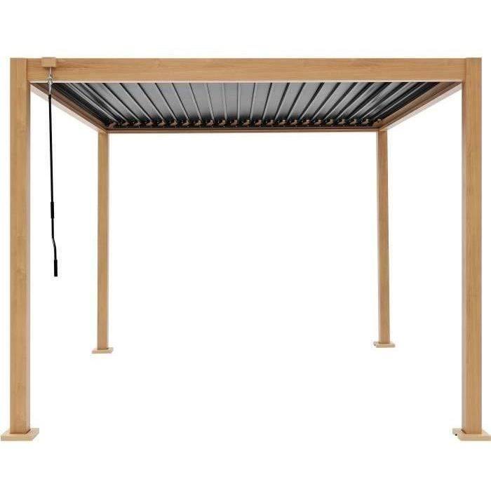Pergola bioclimatique GAYA - Structure en aluminium et en acier - l300 x P300 x H240 cm - Aspect Bois - Image 1