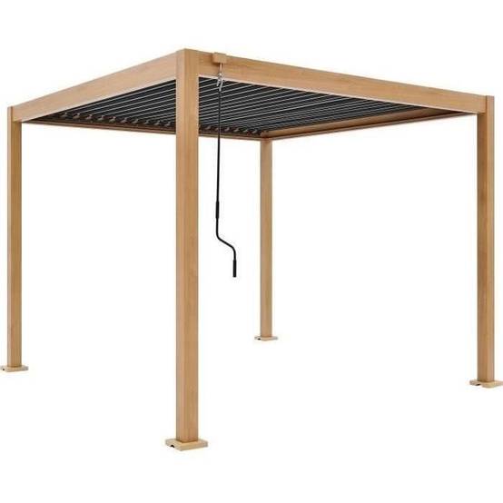 Pergola bioclimatique GAYA - Structure en aluminium et en acier - l300 x P300 x H240 cm - Aspect Bois - Image 4
