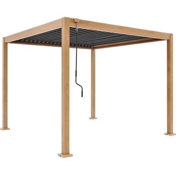 Pergola bioclimatique GAYA - Structure en aluminium et en acier - l300 x P300 x H240 cm - Aspect Bois - Image 4