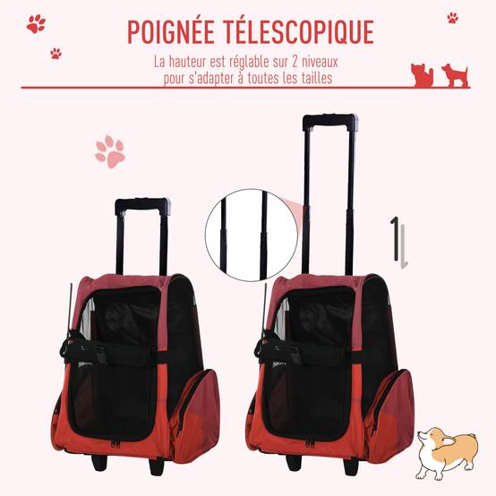 Sac de transport polyester rouge 42 x 25 x 55 cm - PANGIVO - Image 7