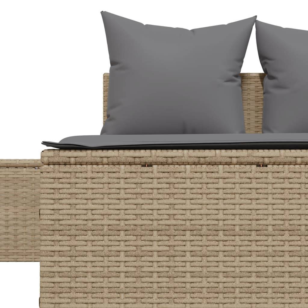 Chaise Longue Double Table Intégrée Résine Tressée Beige – ComfortXL Outdoor Living - Image 7