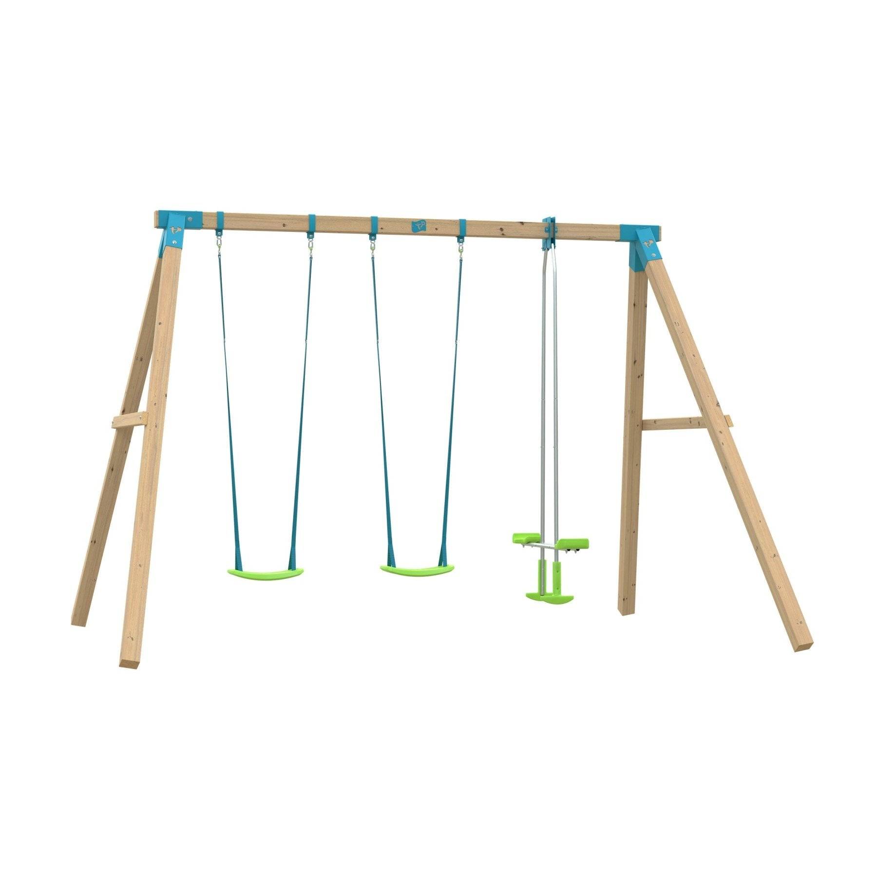 Tp Toys - Portique EVEREST 2 balançoires - vis-à-vis - kit d'ancrage - bois carré FSC® h243 cm - Image 1