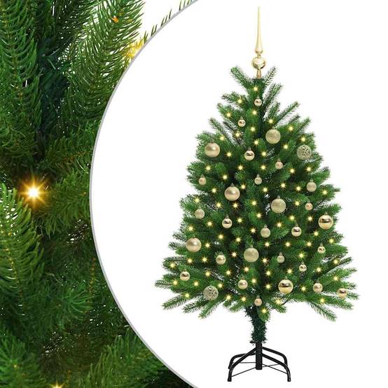 Sapin de Noël | Arbre de Noël avec 150 LED avec support Vert 120 cm PE Maison Chic - Image 1