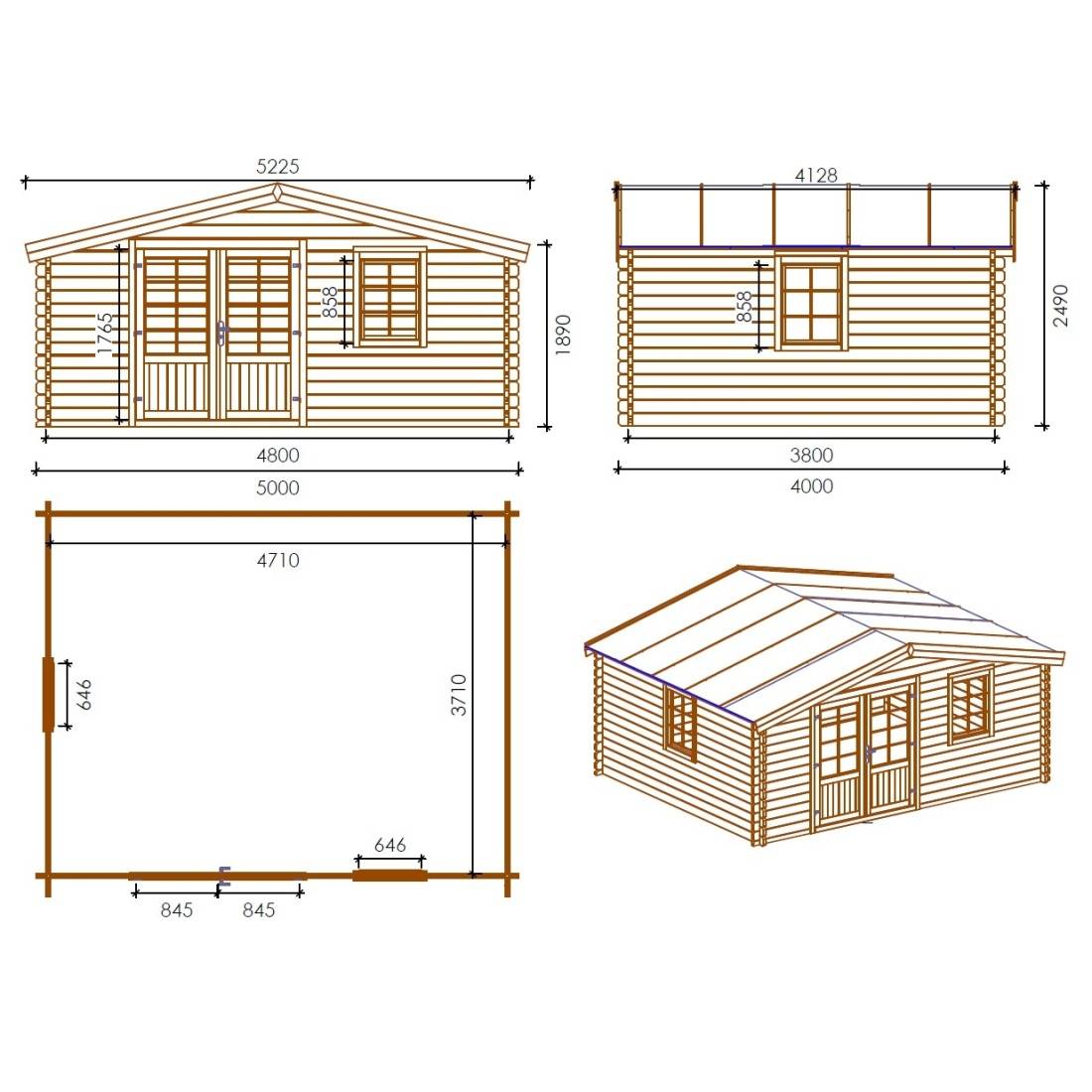 Altanka - Abri de jardin bois marron 20 m² ep. 45 mm - Altanka - Image 3