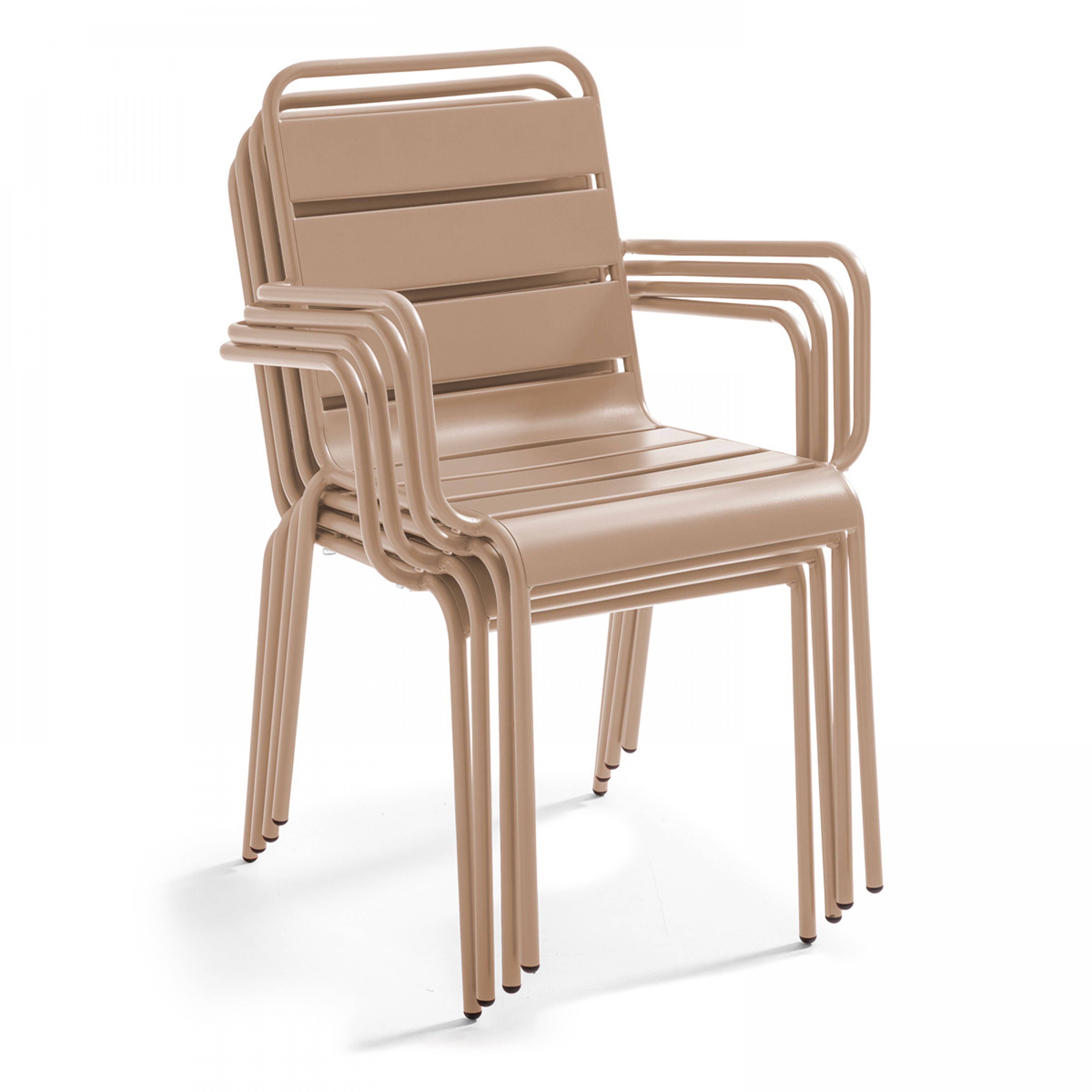 Oviala - Ensemble table de jardin carrée et 8 fauteuils en métal taupe Palavas - Oviala - Image 6