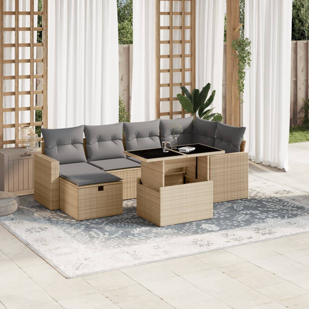 Vidaxl - Salon de jardin avec coussins 7 pcs beige résine tressée vidaXL 3274819 - Image 1
