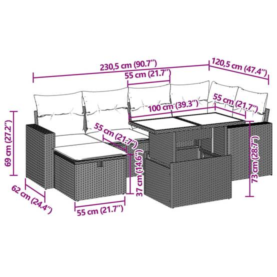 Vidaxl - Salon de jardin avec coussins 7 pcs beige résine tressée vidaXL 3274819 - Image 3