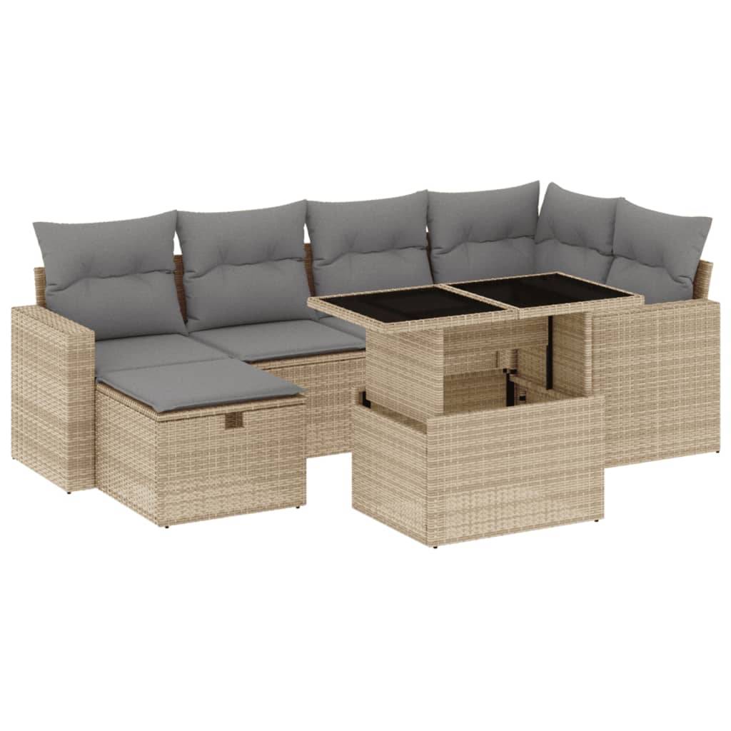 Vidaxl - Salon de jardin avec coussins 7 pcs beige résine tressée vidaXL 3274819 - Image 2