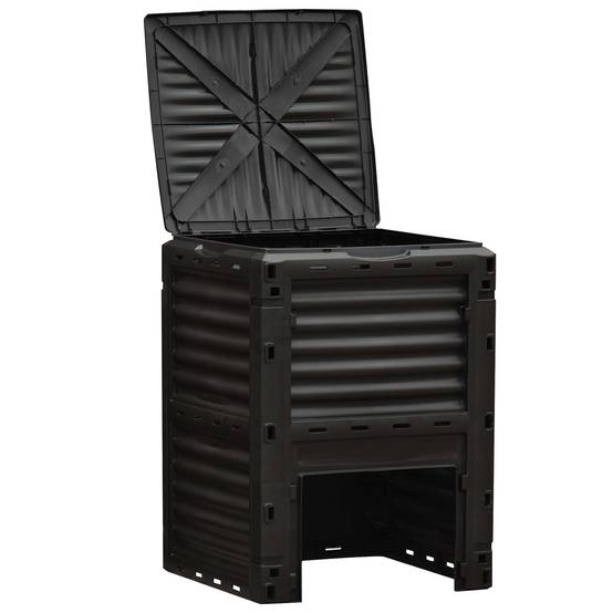 ComfortXL - Composteur de jardin 300 L en polypropylène noir 60,5 x 60,5 x 81,5 cm avec couvercle et aérations latérales - Image 2