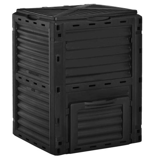 ComfortXL - Composteur de jardin 300 L en polypropylène noir 60,5 x 60,5 x 81,5 cm avec couvercle et aérations latérales - Image 10