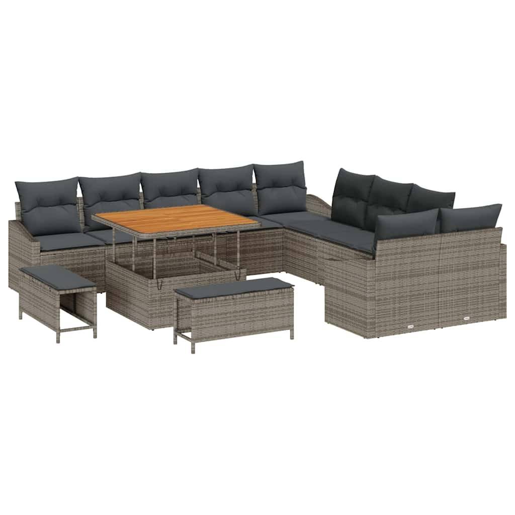 ComfortXL - Salon de Jardin 13 pcs Rotin Synthétique Design Coffre Coussins Patio Gris Foncé – ComfortXL Outdoor Living - Image 2