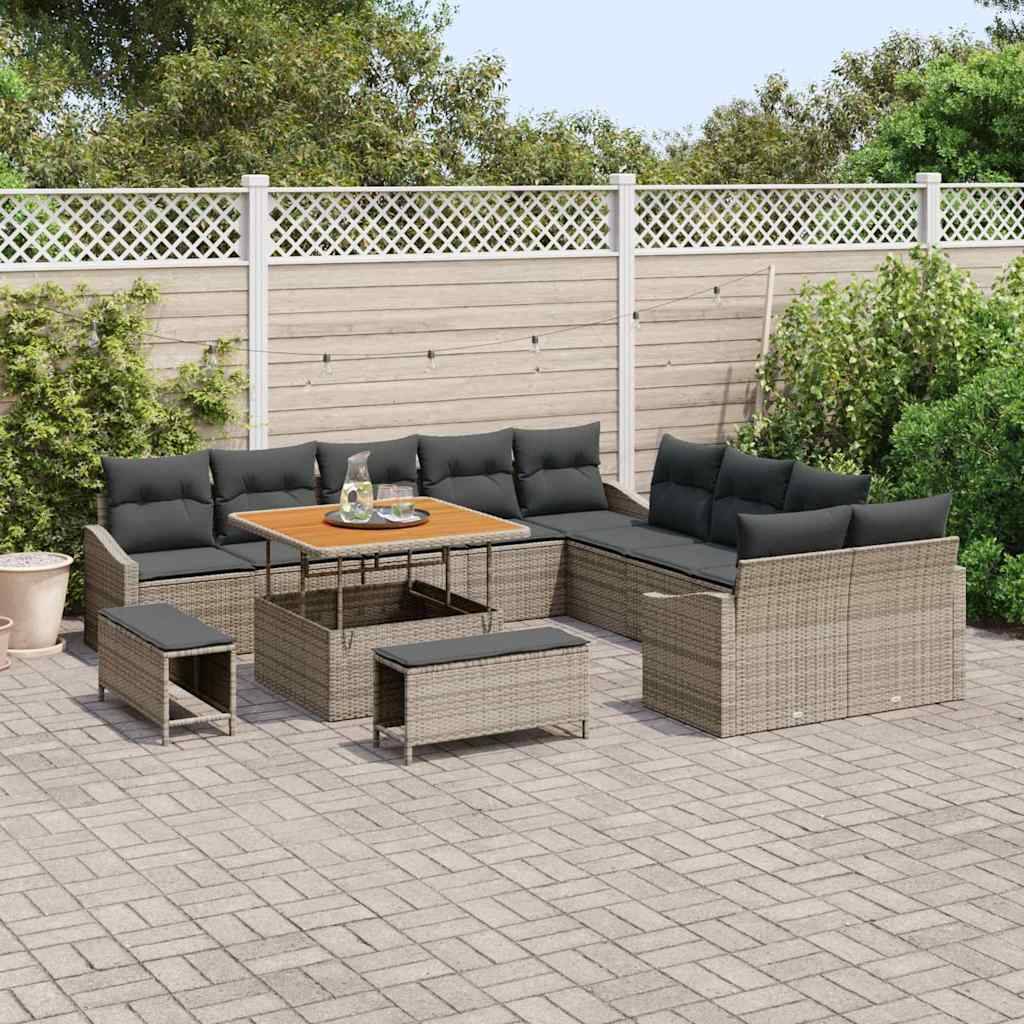 ComfortXL - Salon de Jardin 13 pcs Rotin Synthétique Design Coffre Coussins Patio Gris Foncé – ComfortXL Outdoor Living - Image 3