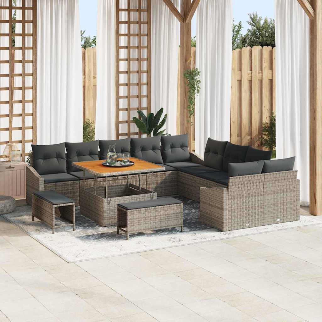 ComfortXL - Salon de Jardin 13 pcs Rotin Synthétique Design Coffre Coussins Patio Gris Foncé – ComfortXL Outdoor Living - Image 1