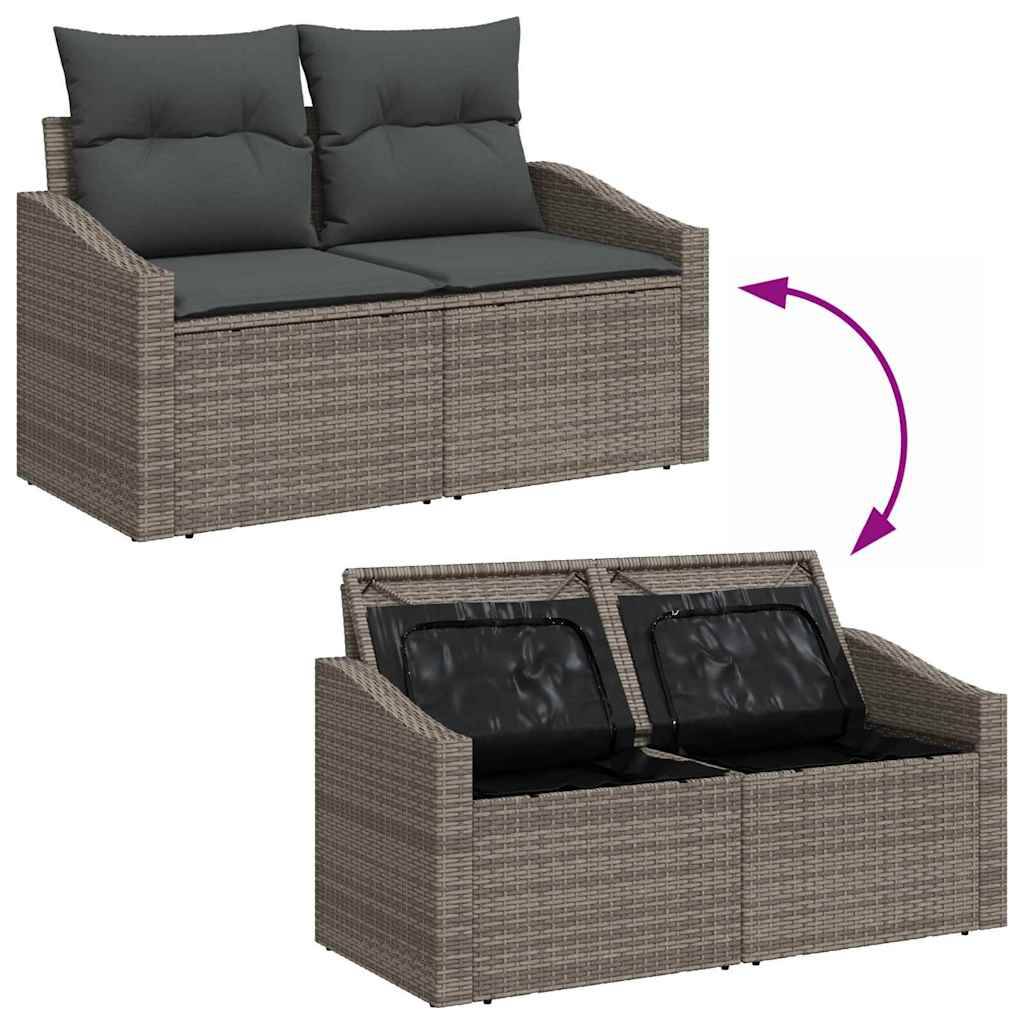 ComfortXL - Salon de Jardin 13 pcs Rotin Synthétique Design Coffre Coussins Patio Gris Foncé – ComfortXL Outdoor Living - Image 8