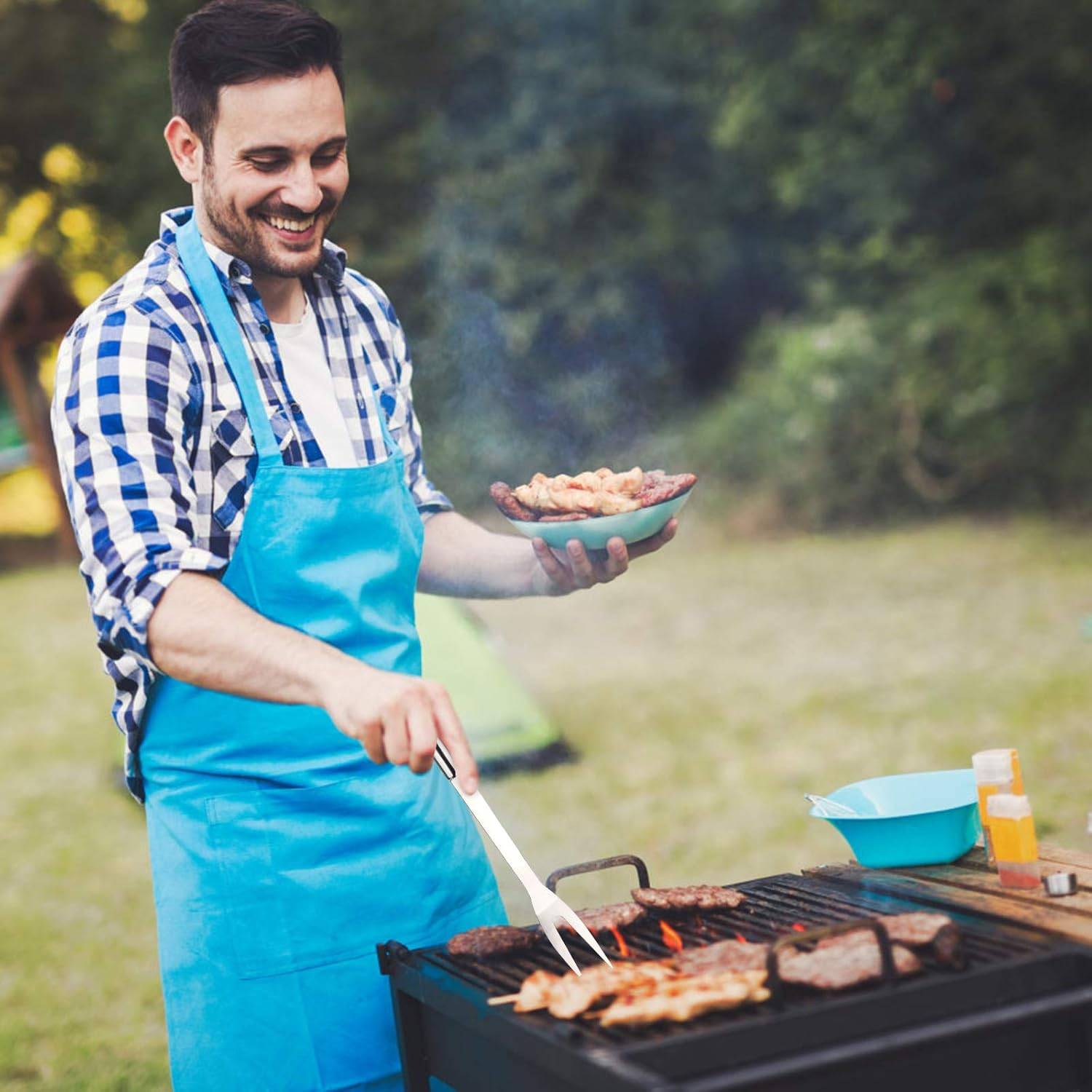 Set de 5 ustensiles à BBQ avec manches en acier inoxydable - IntiMeg - Image 6