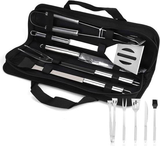 Set de 5 ustensiles à BBQ avec manches en acier inoxydable - IntiMeg - Image 1