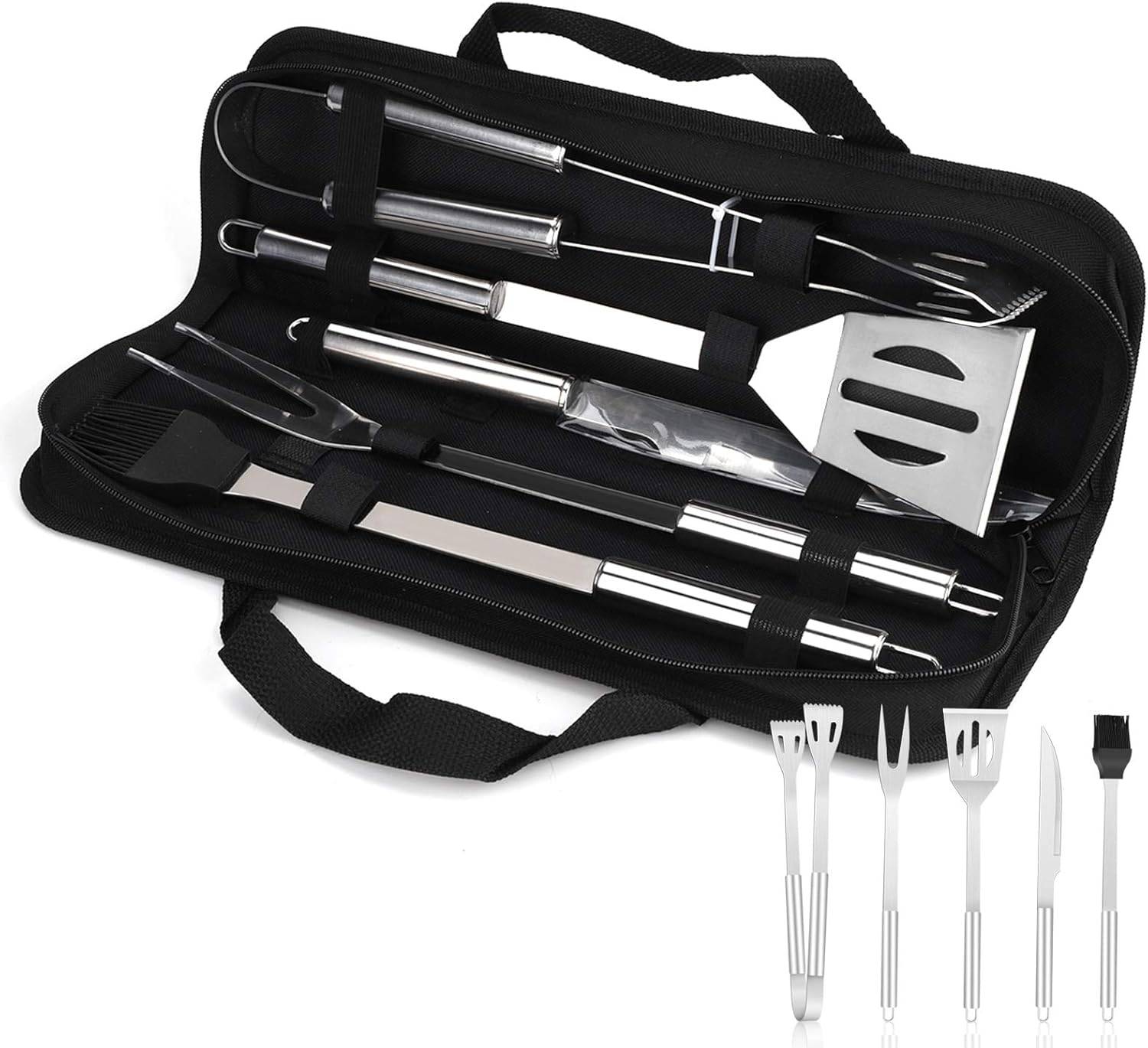 Set de 5 ustensiles à BBQ avec manches en acier inoxydable - IntiMeg - Image 1
