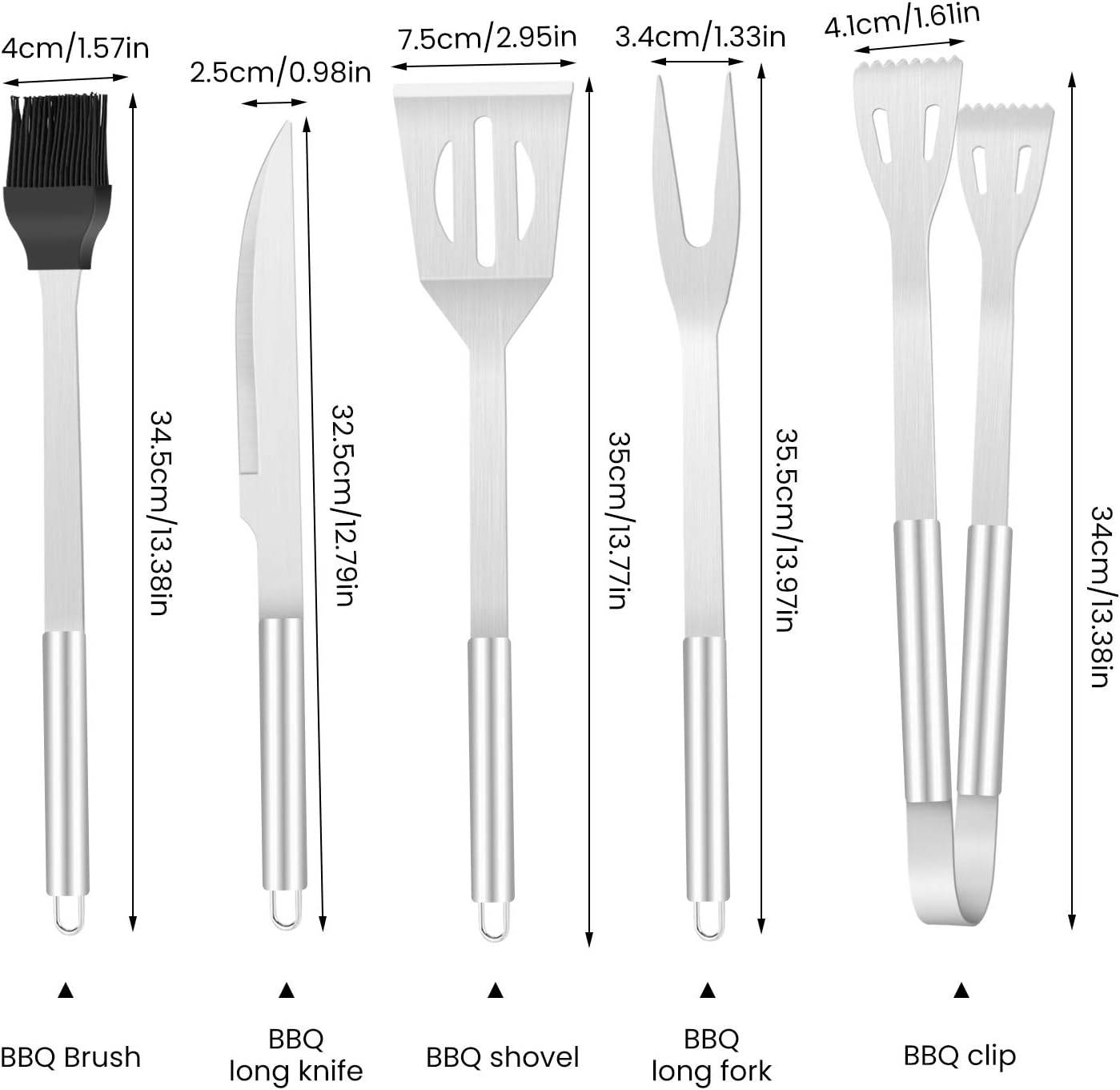 Set de 5 ustensiles à BBQ avec manches en acier inoxydable - IntiMeg - Image 2