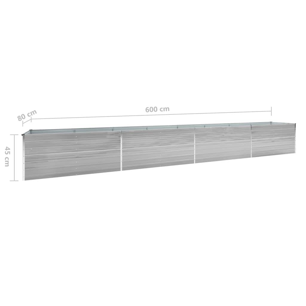 Jardinière lit surélevé plantes fleurs jardin acier galvanisé 600 x 80 x 45 cm gris - Image 5