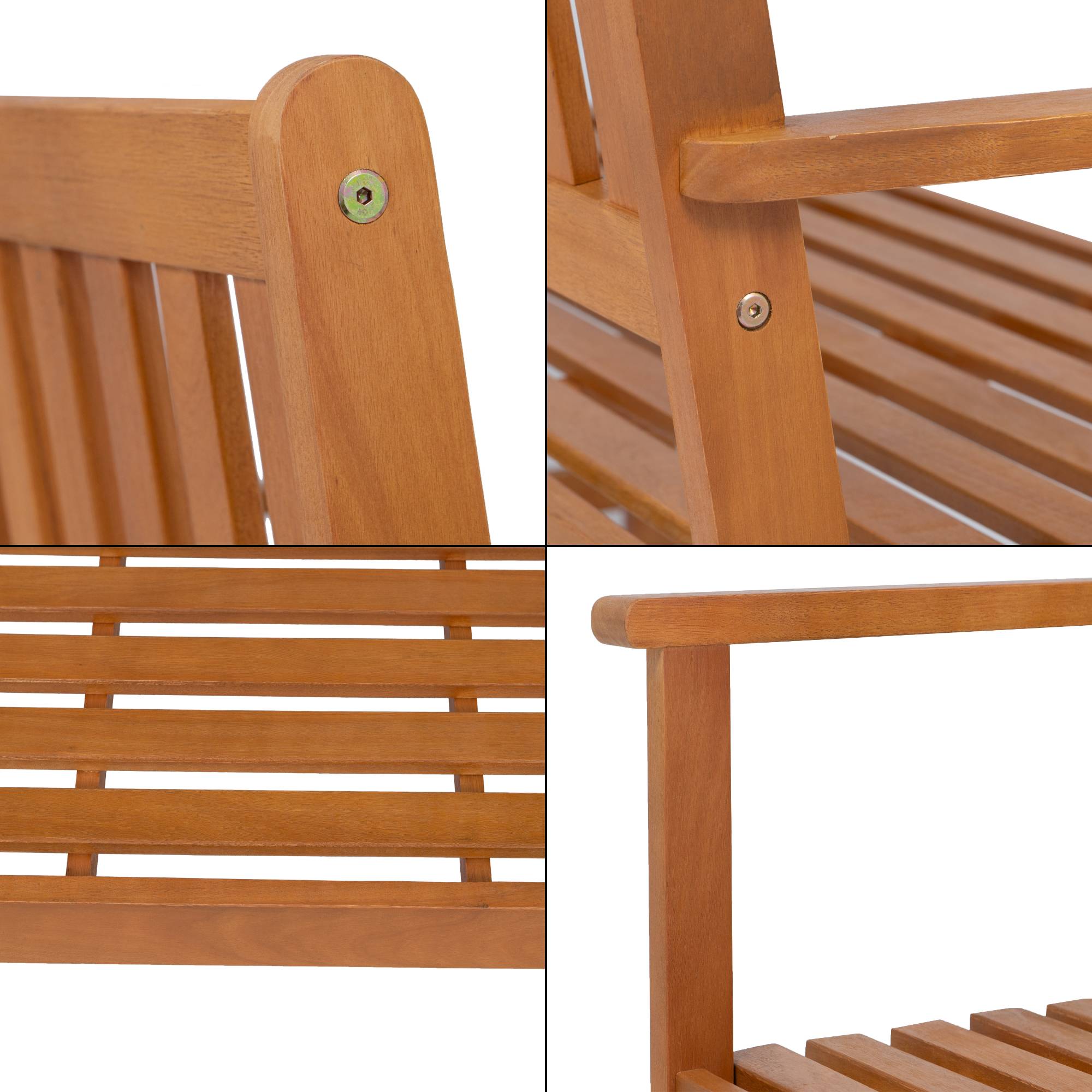 Banc de jardin pour 2 personnes Canzano bois d'eucalyptus 120 x 58 x 90 cm [en.casa] - Image 6