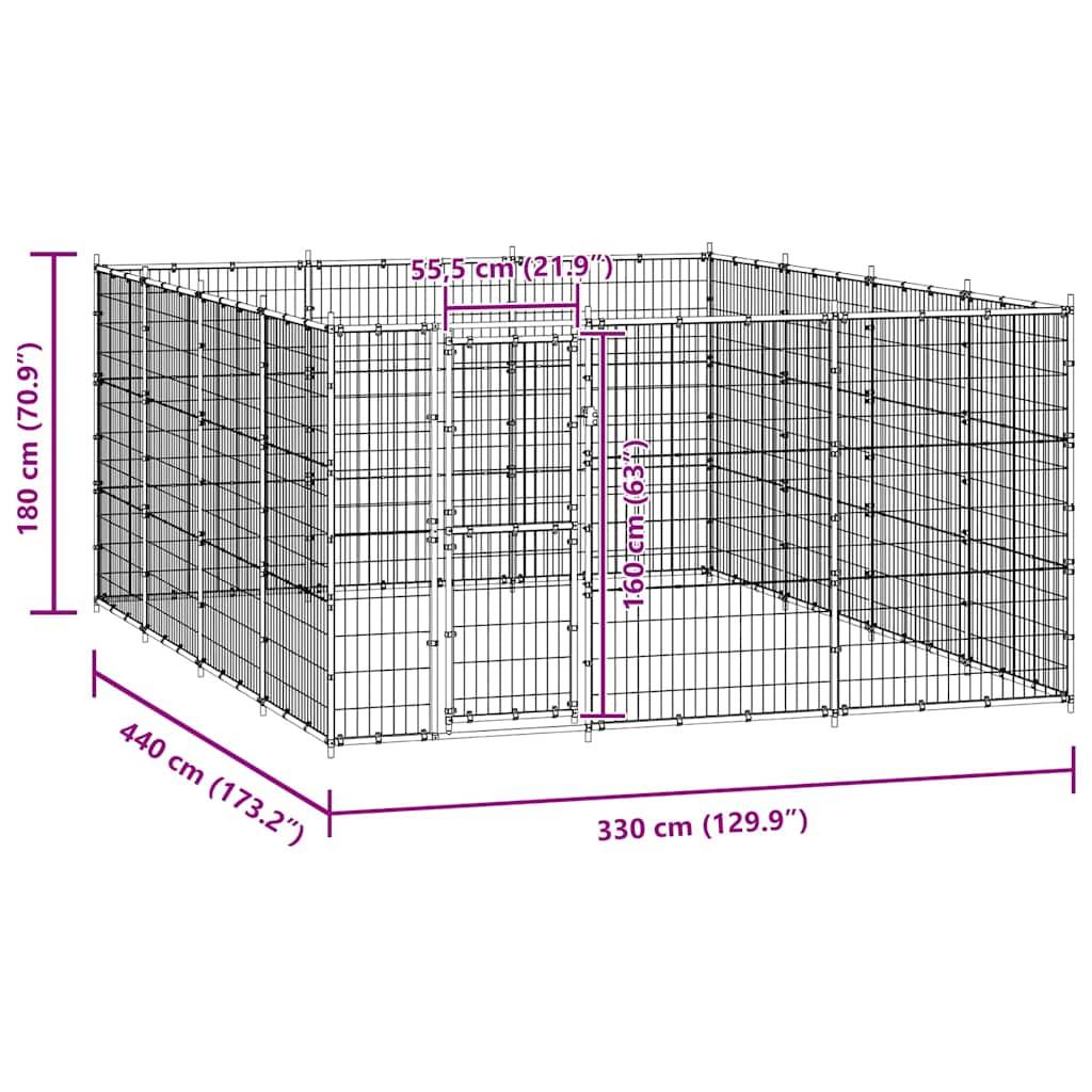 Vidaxl - Chenil extérieur Acier 14,52 m² vidaXL 3082313 - Image 3
