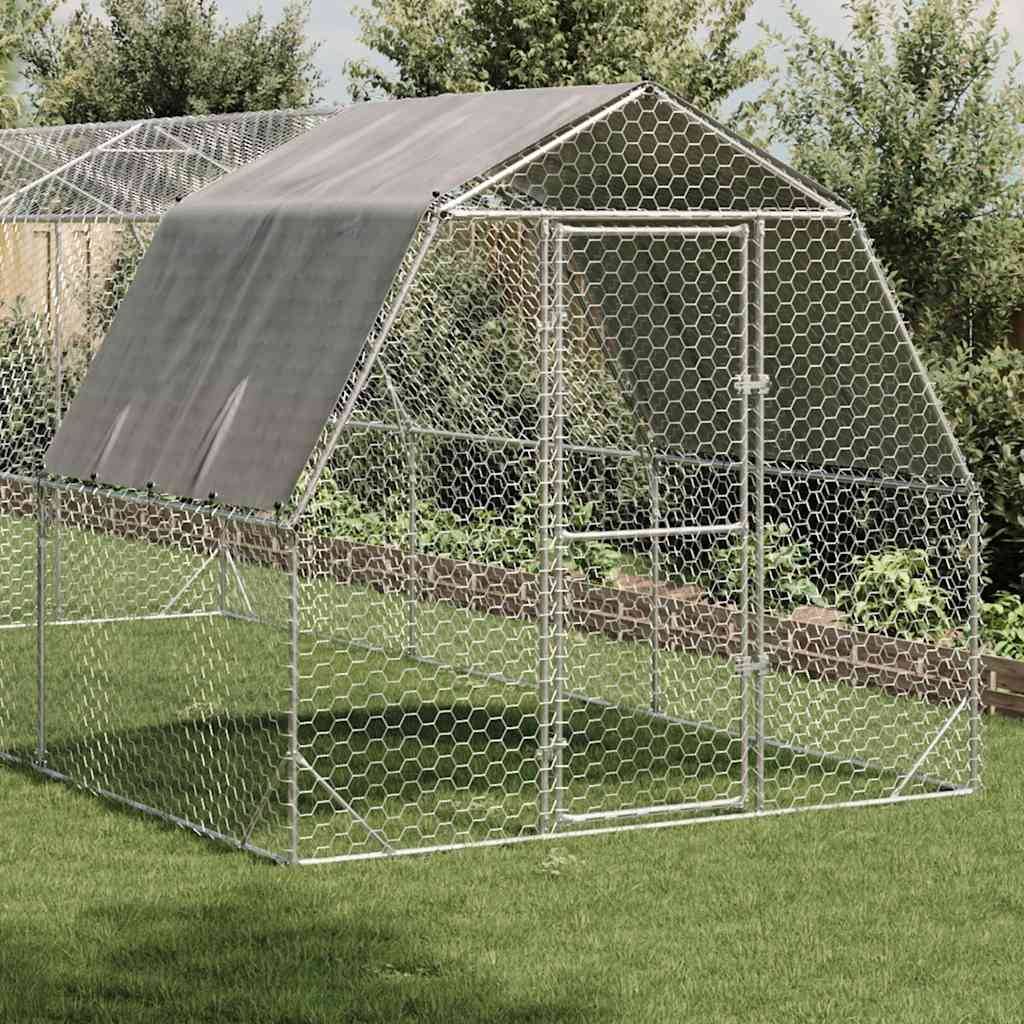 Poulailler acier argent 2,5 x 6 x 2,25 m - Prolenta premium p3251.3 - Image 1
