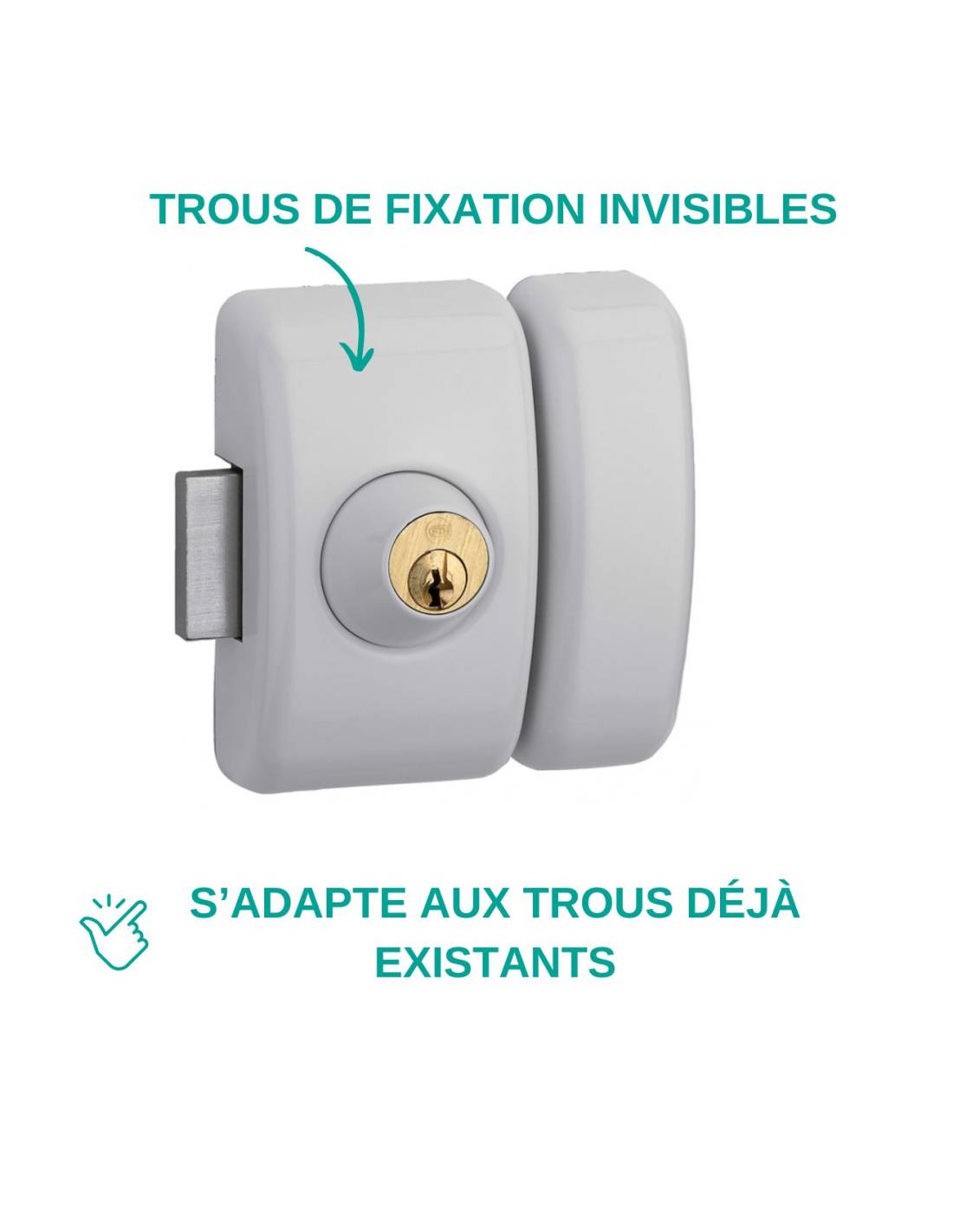 Verrou universel THIRARD double cylindre languette HG5 + 3 clés - Blanc - 00080476 - Image 5