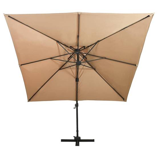 Parasol déporté aluminium taupe 300 x 300 x 258 cm - PANGIVO - Image 3