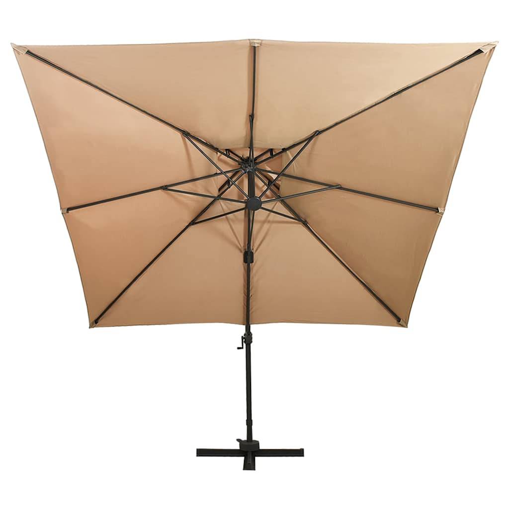 Parasol déporté aluminium taupe 300 x 300 x 258 cm - PANGIVO - Image 3