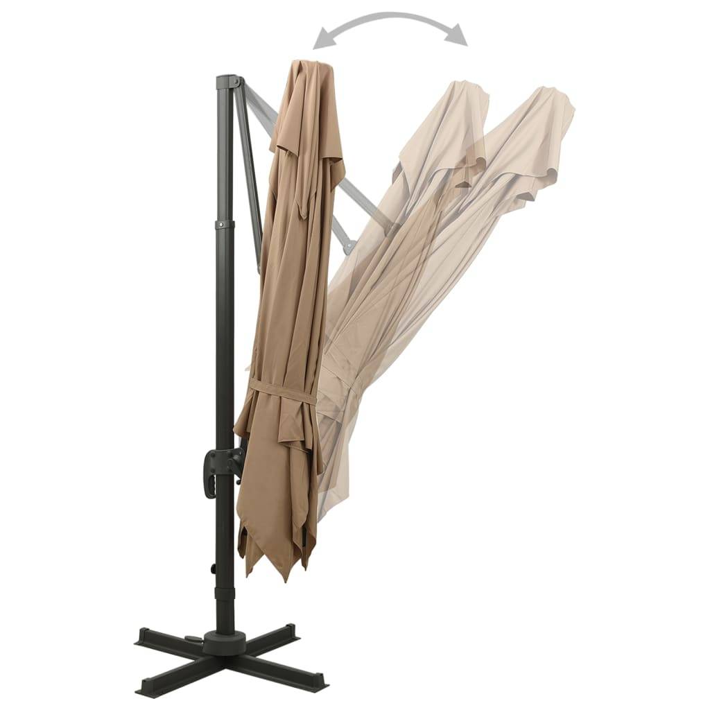 Parasol déporté aluminium taupe 300 x 300 x 258 cm - PANGIVO - Image 5