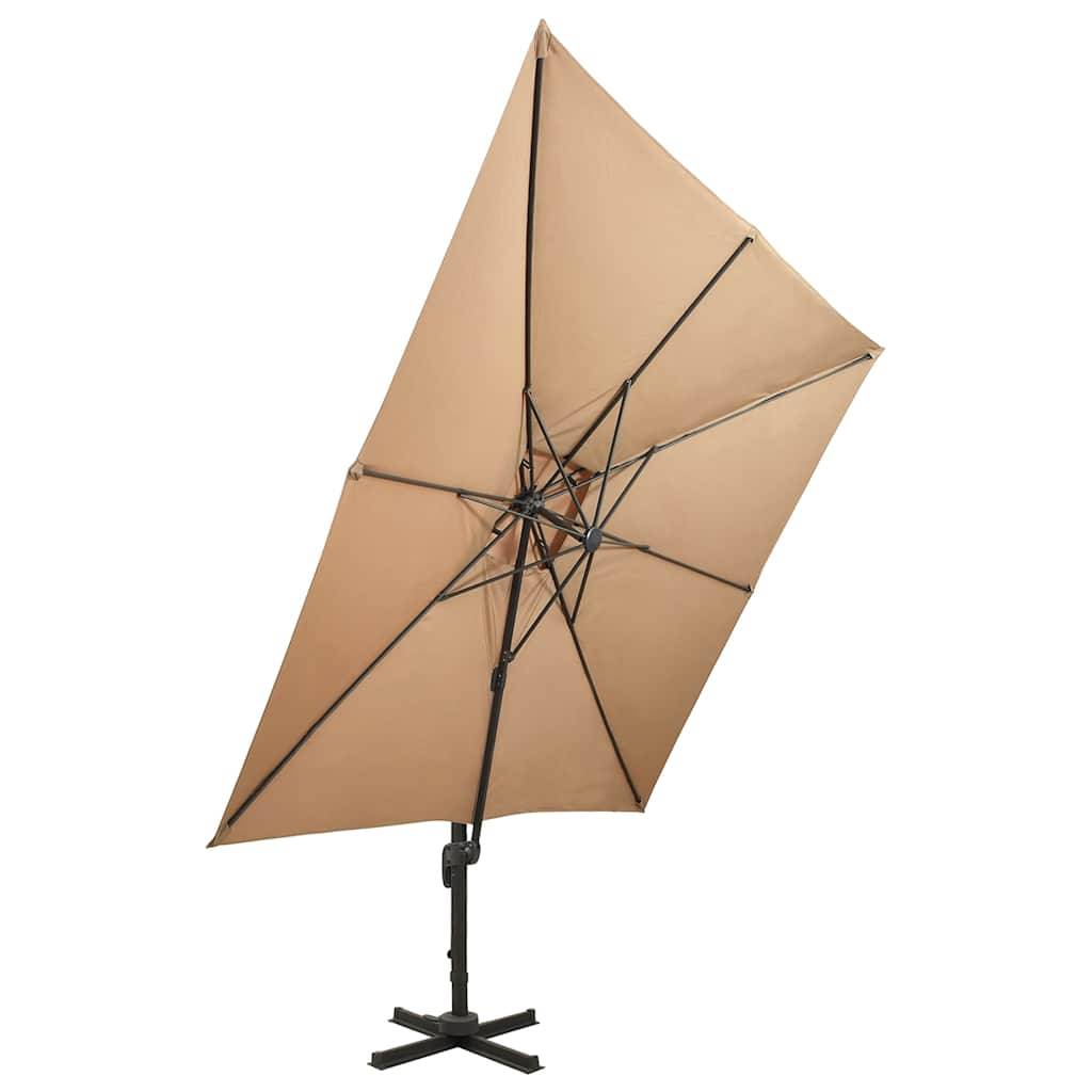Parasol déporté aluminium taupe 300 x 300 x 258 cm - PANGIVO - Image 2