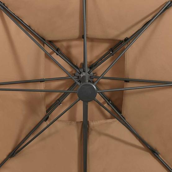 Parasol déporté aluminium taupe 300 x 300 x 258 cm - PANGIVO - Image 6