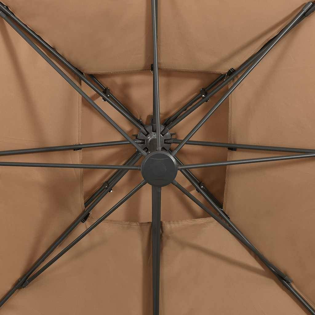 Parasol déporté aluminium taupe 300 x 300 x 258 cm - PANGIVO - Image 6