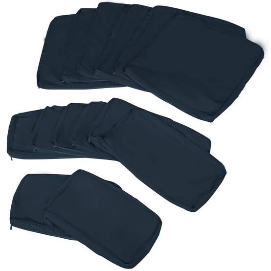 Lot de 14 Housses de Rechange Coussins Salon de Jardin - 6 Housses Coussin d'assise, 8 Housses Coussin Dossier Bleu - Image 9