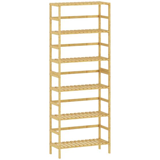 Étagère à 6 niveaux en bois de bambou, étagères réglables, étagère de rangement autoportante, bois naturel - Image 7
